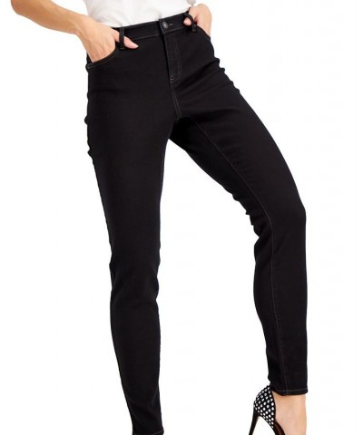 Women's Curvy Mid Rise Skinny Jeans Deep Black $19.69 Jeans