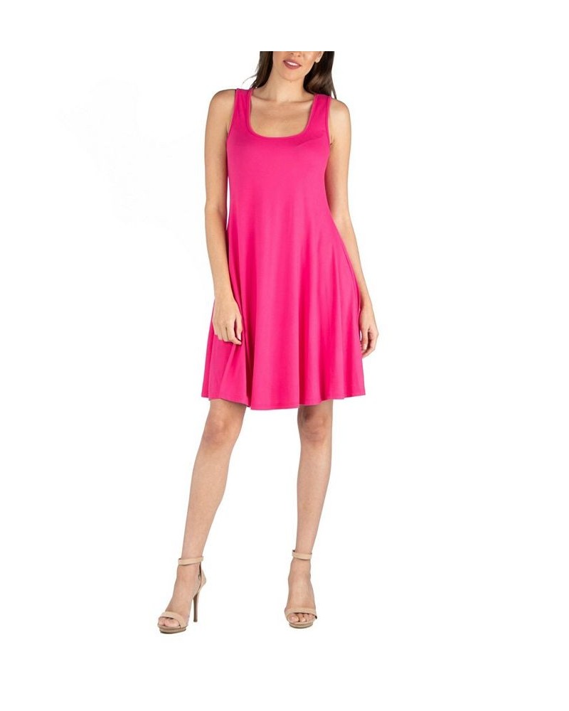 Women's Sleeveless A-Line Fit and Flare Skater Dress Pink $28.60 Dresses