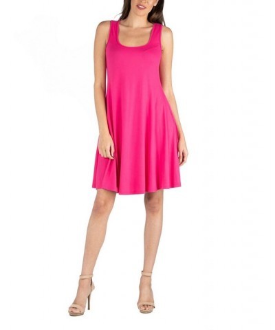 Women's Sleeveless A-Line Fit and Flare Skater Dress Pink $28.60 Dresses