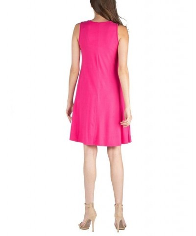 Women's Sleeveless A-Line Fit and Flare Skater Dress Pink $28.60 Dresses