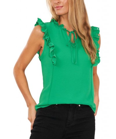 Women's Sleeveless Tie Neck Blouse Green $24.16 Tops