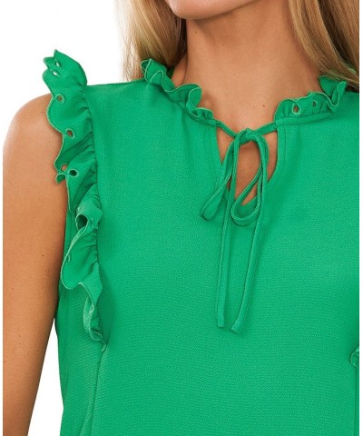 Women's Sleeveless Tie Neck Blouse Green $24.16 Tops