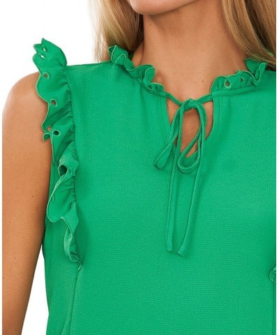 Women's Sleeveless Tie Neck Blouse Green $24.16 Tops