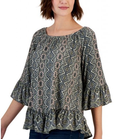 Petite Sunshine Floral On/Off the Shoulder Top Green $17.85 Tops