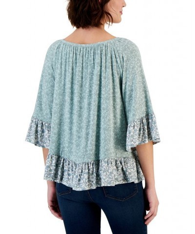 Petite Sunshine Floral On/Off the Shoulder Top Green $17.85 Tops