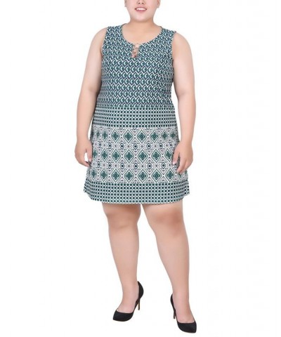 Plus Size Sleeveless Dress with 3 Rings Green Birdeye $13.55 Dresses