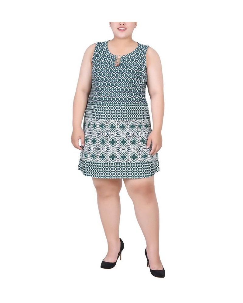 Plus Size Sleeveless Dress with 3 Rings Green Birdeye $13.55 Dresses