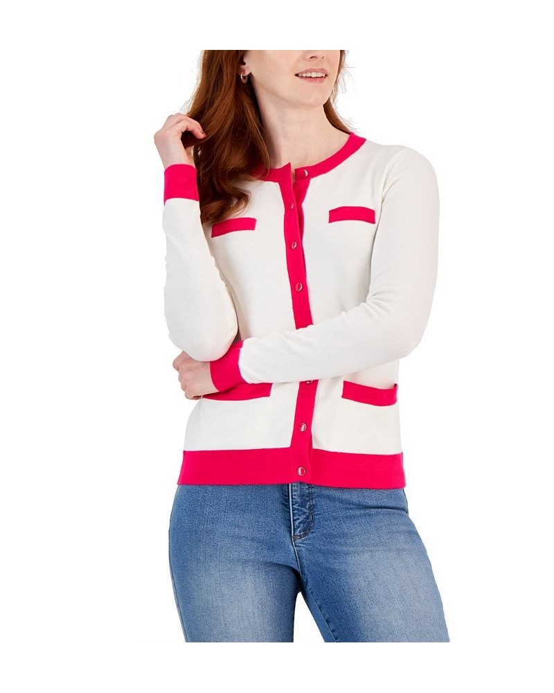 Women's Colorblocked Cardigan White $15.64 Sweaters