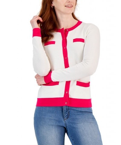 Women's Colorblocked Cardigan White $15.64 Sweaters