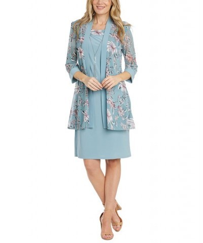 Petite Two-Piece Floral-Mesh Jacket Sheath Dress Slate $39.24 Dresses