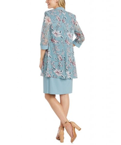 Petite Two-Piece Floral-Mesh Jacket Sheath Dress Slate $39.24 Dresses