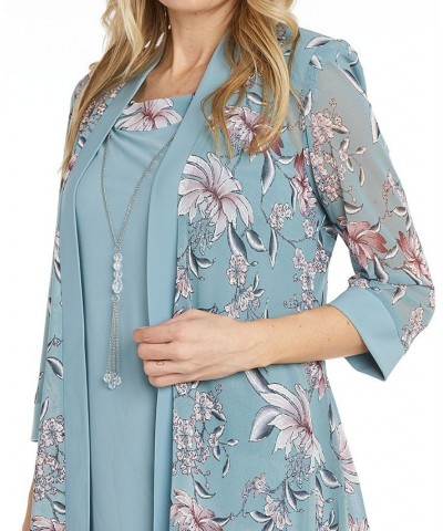 Petite Two-Piece Floral-Mesh Jacket Sheath Dress Slate $39.24 Dresses