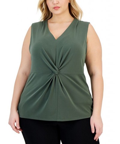 Plus Size Twisted Tank Top Green $14.94 Tops