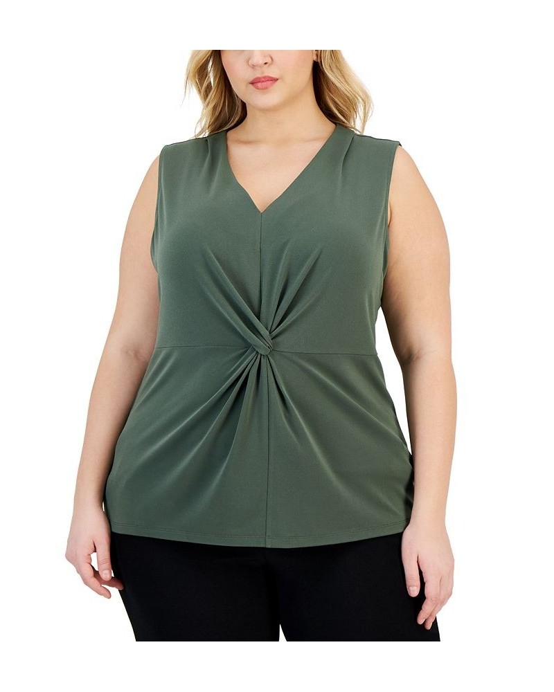 Plus Size Twisted Tank Top Green $14.94 Tops