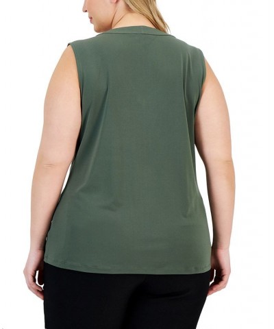 Plus Size Twisted Tank Top Green $14.94 Tops