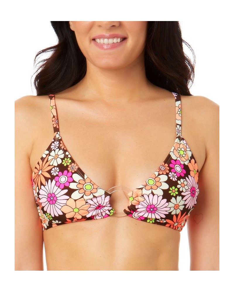 Juniors' Morning Grace Ring Front Bralette Bikini Top Multi $14.70 Swimsuits