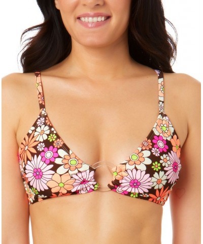 Juniors' Morning Grace Ring Front Bralette Bikini Top Multi $14.70 Swimsuits