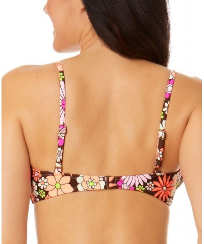 Juniors' Morning Grace Ring Front Bralette Bikini Top Multi $14.70 Swimsuits