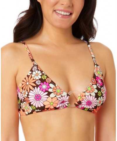 Juniors' Morning Grace Ring Front Bralette Bikini Top Multi $14.70 Swimsuits