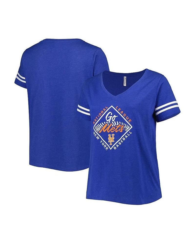 Women's Royal New York Mets Plus Size V-Neck Jersey T-shirt Royal $30.00 Tops