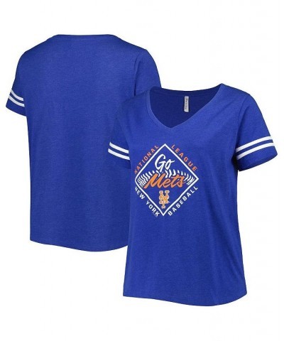 Women's Royal New York Mets Plus Size V-Neck Jersey T-shirt Royal $30.00 Tops