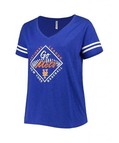 Women's Royal New York Mets Plus Size V-Neck Jersey T-shirt Royal $30.00 Tops