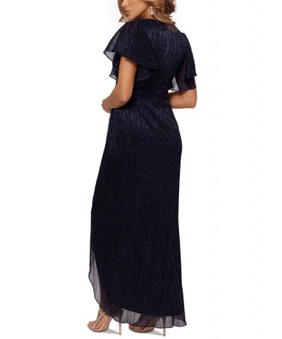 Metallic Tulip-Skirt Gown Navy Blue $47.73 Dresses