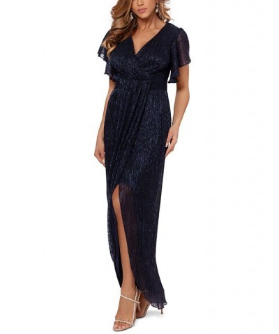 Metallic Tulip-Skirt Gown Navy Blue $47.73 Dresses