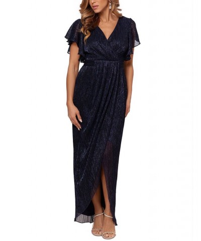 Metallic Tulip-Skirt Gown Navy Blue $47.73 Dresses