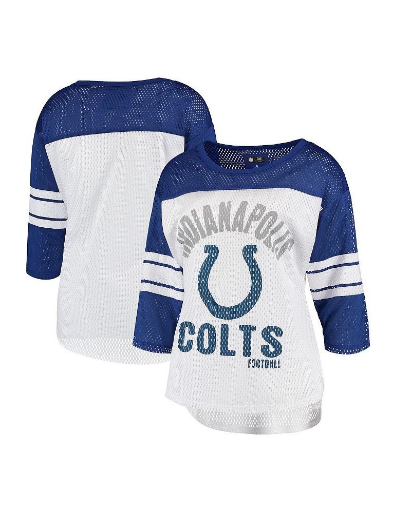 Women's White Royal Indianapolis Colts First Team Three-Quarter Sleeve Mesh T-shirt White, Royal $22.00 Tops