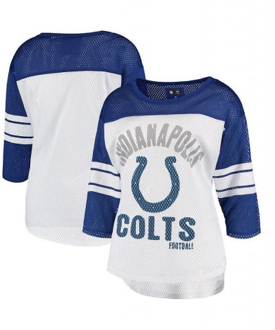 Women's White Royal Indianapolis Colts First Team Three-Quarter Sleeve Mesh T-shirt White, Royal $22.00 Tops