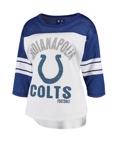 Women's White Royal Indianapolis Colts First Team Three-Quarter Sleeve Mesh T-shirt White, Royal $22.00 Tops