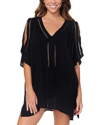 Juniors' Solid Samba V-Neck Caftan Cover-Up Black $30.36 Swimsuits