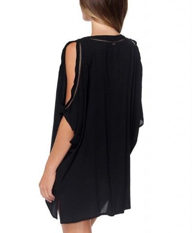 Juniors' Solid Samba V-Neck Caftan Cover-Up Black $30.36 Swimsuits