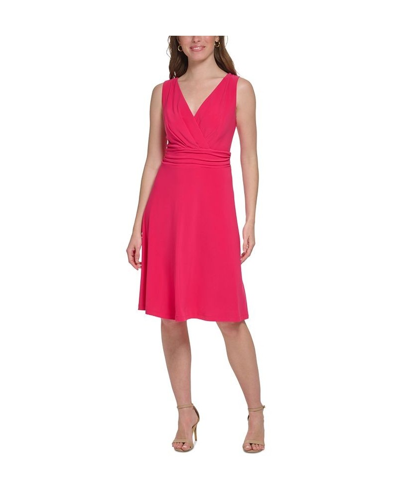 Women's Surplice-Neck Sleeveless Jersey Dress Magenta $52.32 Dresses