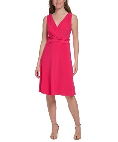 Women's Surplice-Neck Sleeveless Jersey Dress Magenta $52.32 Dresses