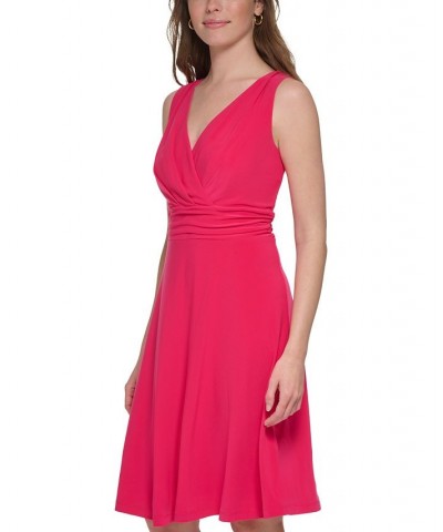 Women's Surplice-Neck Sleeveless Jersey Dress Magenta $52.32 Dresses