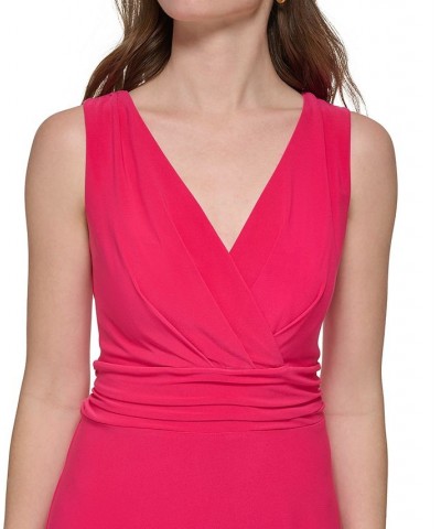 Women's Surplice-Neck Sleeveless Jersey Dress Magenta $52.32 Dresses