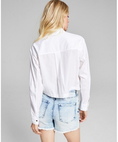 Women's Poplin Collared Shirt White $11.58 Tops