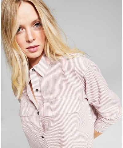 Women's Poplin Collared Shirt White $11.58 Tops