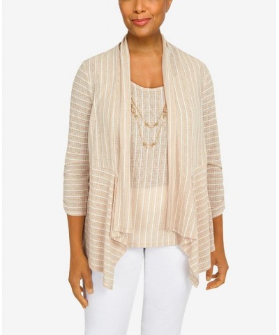 Women's Rib Stripe Two For One Top Latte $39.75 Tops