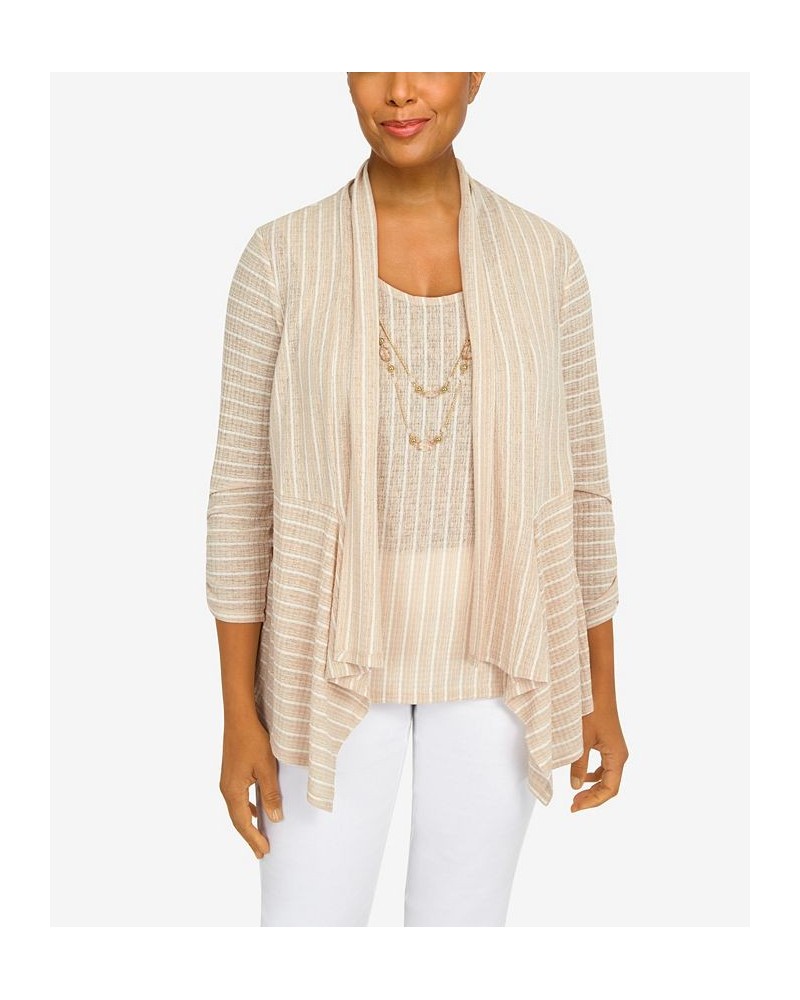 Women's Rib Stripe Two For One Top Latte $39.75 Tops