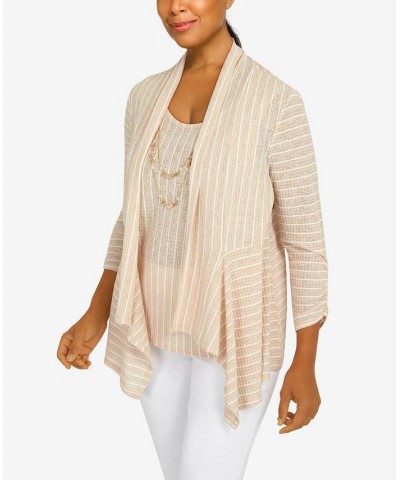 Women's Rib Stripe Two For One Top Latte $39.75 Tops