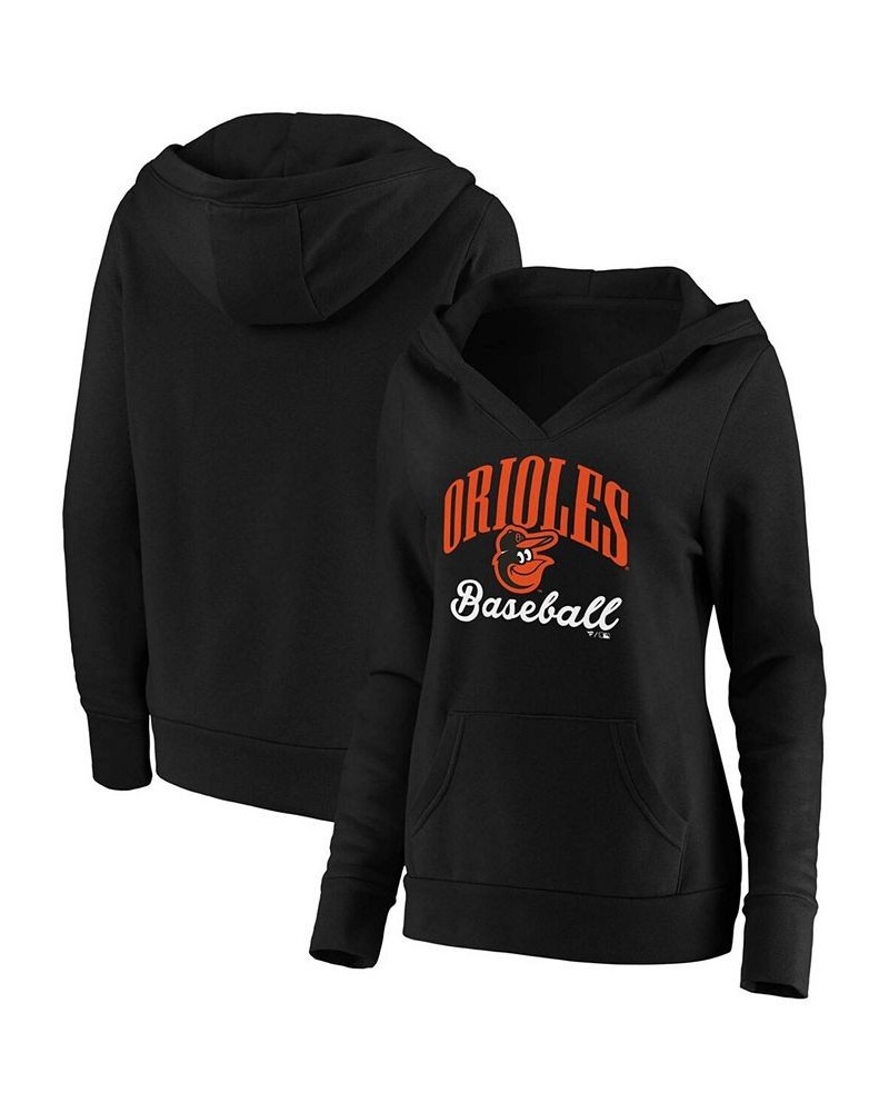 Plus Size Black Baltimore Orioles Victory Script Crossover Neck Pullover Hoodie Black $38.40 Sweatshirts