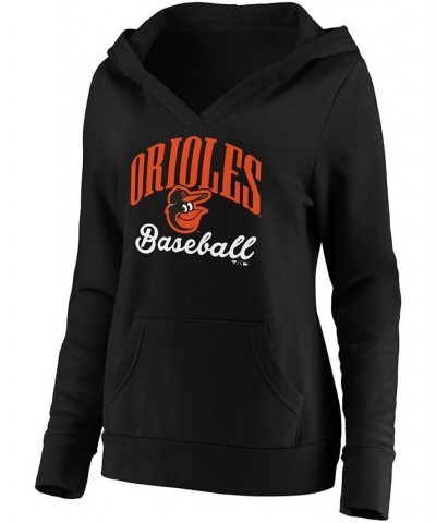 Plus Size Black Baltimore Orioles Victory Script Crossover Neck Pullover Hoodie Black $38.40 Sweatshirts