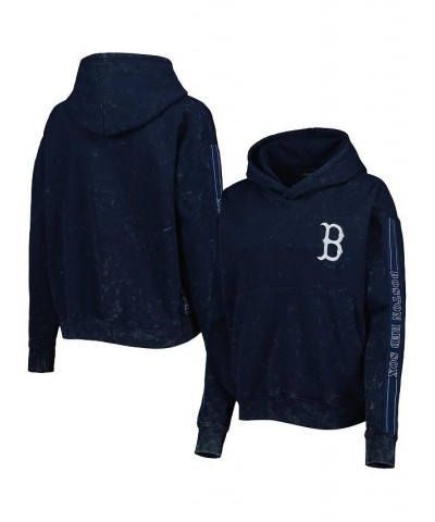 Women's Navy Boston Red Sox Marble Pullover Hoodie Navy $52.80 Sweatshirts