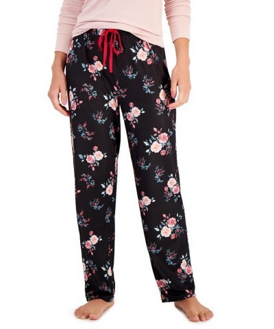 Women's Butter Soft Printed Pajama Pants Black Winter Floral $11.39 Sleepwear