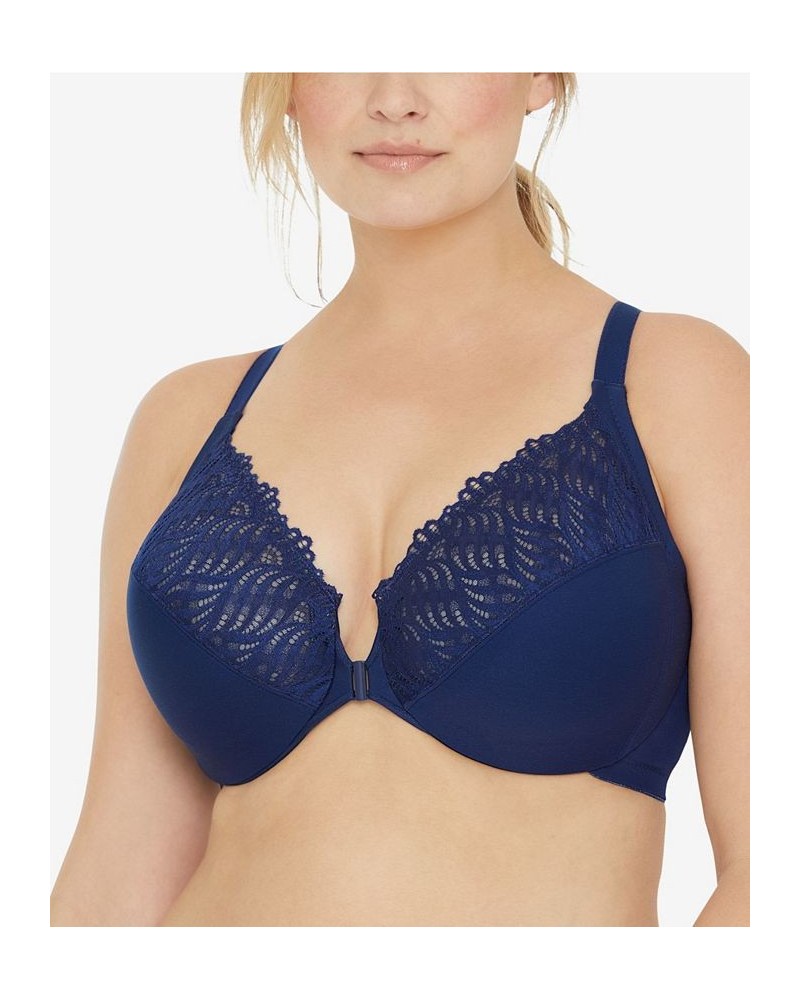 Women's Plus Size Wonder Wire Front Close T-Back Bra Blue $27.56 Bras