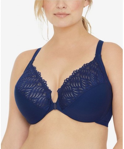 Women's Plus Size Wonder Wire Front Close T-Back Bra Blue $27.56 Bras