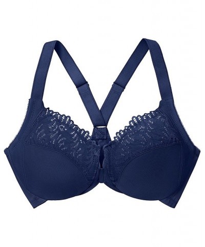 Women's Plus Size Wonder Wire Front Close T-Back Bra Blue $27.56 Bras